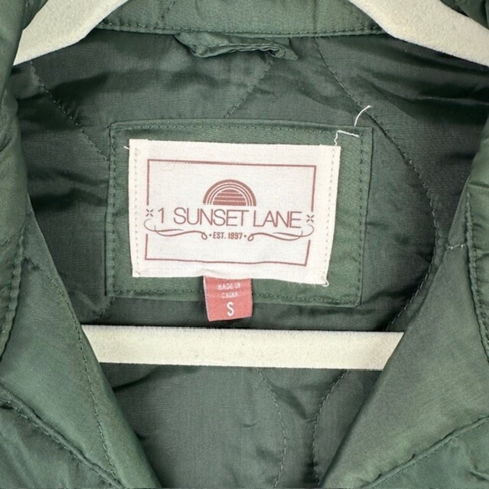 1 Sunset‎ Lane Quilted Puffer Jacket Womens S Dark Green Zip Snap Pockets Winter - Picture 3 of 13